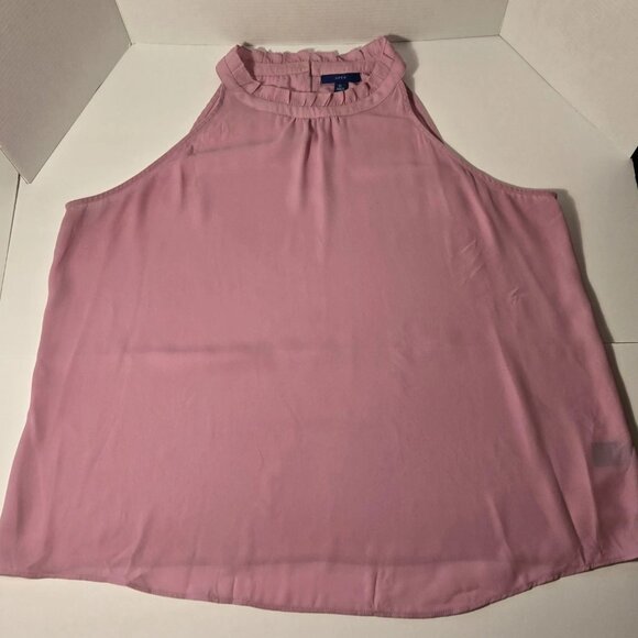 Apt. 9 Pleated Ruffle Neck Mauve Pink Sleeveless Shirt - Picture 3 of 16